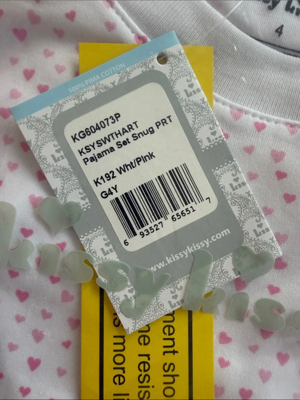 Kissy Kissy Pink Heart Kids Pajama Set